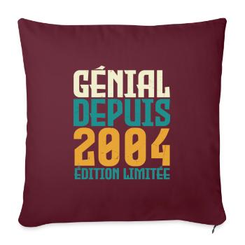 Génial depuis 2004 - Housse de coussin décorative 45 x 45 cm - bordeaux - Devant