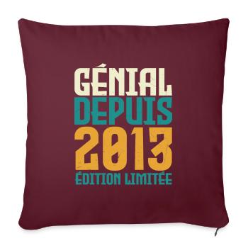 Génial depuis 2013 - Housse de coussin décorative 45 x 45 cm - bordeaux - Devant
