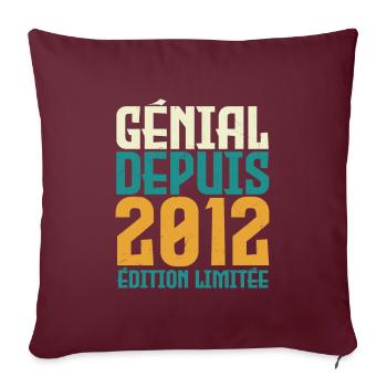 Génial depuis 2012 - Housse de coussin décorative 45 x 45 cm - bordeaux - Devant