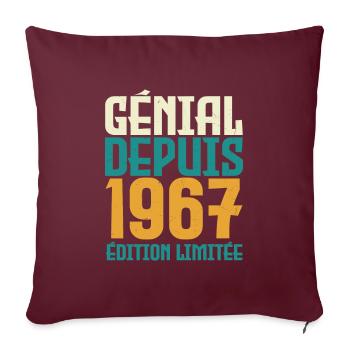 Génial depuis 1967 - Housse de coussin décorative 45 x 45 cm - bordeaux - Devant