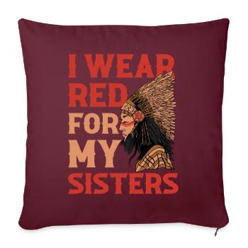 Cadeau rouge pour mes sœurs amérindiennes - Housse de coussin décorative 45 x 45 cm - bordeaux - Devant