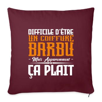 coiffure barbu, citations barbe, cadeau coiffure - Housse de coussin décorative 45 x 45 cm - bordeaux - Devant