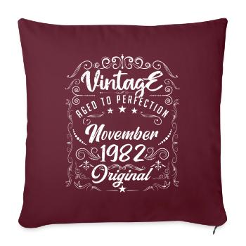 Vintage born in November 1982 - anniversary gift. - Housse de coussin décorative 45 x 45 cm - bordeaux - Devant