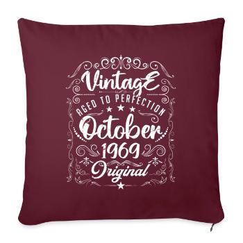 Vintage BORN IN OCTOBER 1969- anniversary gift. - Housse de coussin décorative 45 x 45 cm - bordeaux - Devant