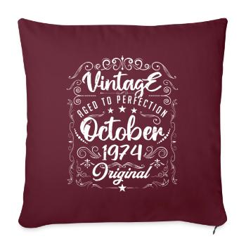 Vintage BORN IN OCTOBER 1974- anniversary gift. - Housse de coussin décorative 45 x 45 cm - bordeaux - Devant