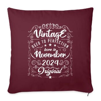 Vintage BORN IN NOVEMBER 2024- anniversary gift. - Housse de coussin décorative 45 x 45 cm - bordeaux - Devant