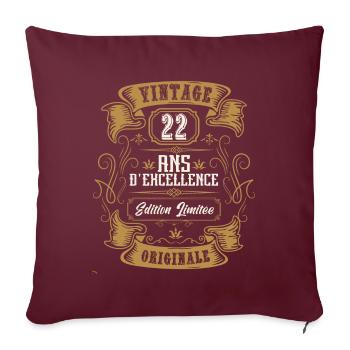 Vintage 22 ans, Idée cadeau d'anniversaire 22 ans. - Housse de coussin décorative 45 x 45 cm - bordeaux - Devant