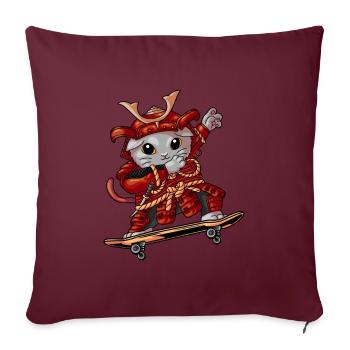 Skateboarder Cat - Housse de coussin décorative 45 x 45 cm - bordeaux - Devant