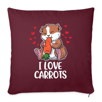 I Love Carrots Karotte Geschenk - Sofakissenbezug 45 x 45 cm - Burgunderrot - Vorne