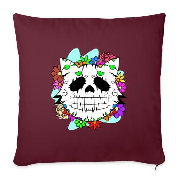 Day of the dead cat with flowers Mexican - Sofa pillowcase 17,3'' x 17,3'' (45 x 45 cm) - burgundy - Front