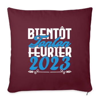 Annonce grossesse bientôt Tonton Février 2023 - Housse de coussin décorative 45 x 45 cm - bordeaux - Devant