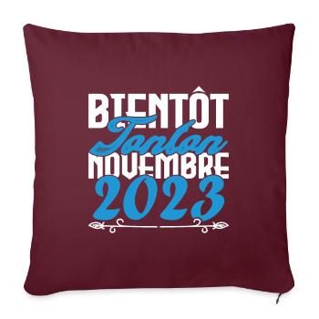 Annonce grossesse. bientôt Tonton Novembre 2023. - Housse de coussin décorative 45 x 45 cm - bordeaux - Devant