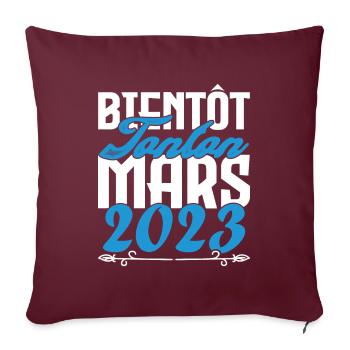 Cadeau Annonce grossesse bientôt Tonton Mars 2023 - Housse de coussin décorative 45 x 45 cm - bordeaux - Devant