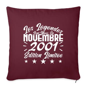 Les Légendes sont Nées En Novembre 2001 Cadeau. - Housse de coussin décorative 45 x 45 cm - bordeaux - Devant