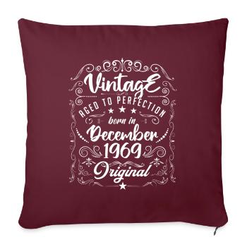 Vintage BORN IN DECEMBER 1969- anniversary gift. - Housse de coussin décorative 45 x 45 cm - bordeaux - Devant