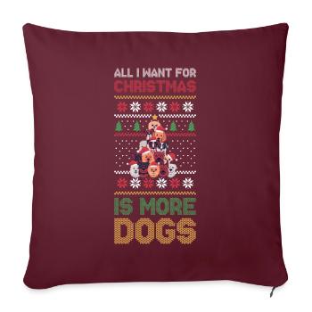 Chiens de Noël Pull de Noël moche cadeau - Housse de coussin décorative 45 x 45 cm - bordeaux - Devant