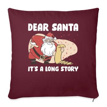 C’est une longue histoire Cher cadeau du Père Noël - Housse de coussin décorative 45 x 45 cm - bordeaux - Devant