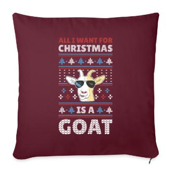 Cadeau de pull de Noël moche de chèvre de chèvre - Housse de coussin décorative 45 x 45 cm - bordeaux - Devant