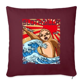 Slothzilla Japanese Sloth Japan Sunset - Sofa pillowcase 17,3'' x 17,3'' (45 x 45 cm) - burgundy - Front