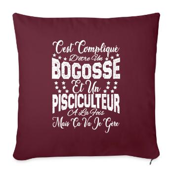 c'est compliqué être un Bogosse et un Pisciculteur - Housse de coussin décorative 45 x 45 cm - bordeaux - Devant