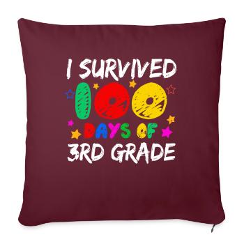 A survécu à la 3e année 100e jour 100 jours d’école - Housse de coussin décorative 45 x 45 cm - bordeaux - Devant