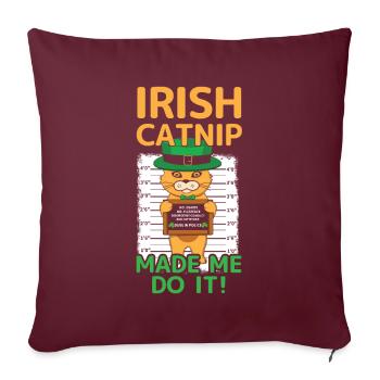 Chat drôle en colère Bonne fête de la Saint-Patrick - Housse de coussin décorative 45 x 45 cm - bordeaux - Devant