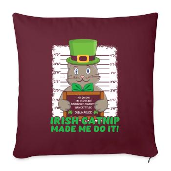 Chat irlandais drôle en colère Bonne fête de la Saint-Patrick - Housse de coussin décorative 45 x 45 cm - bordeaux - Devant