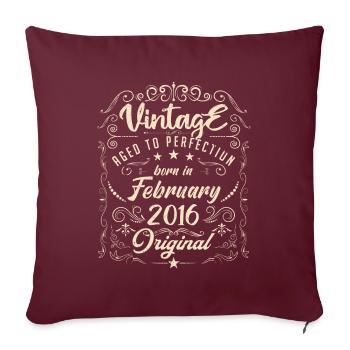 Vintage Né(e) en Février 2016 anniversaire février - Housse de coussin décorative 45 x 45 cm - bordeaux - Devant