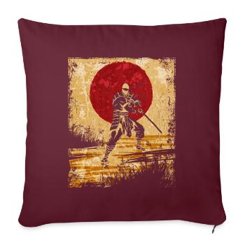 Ninja Art Japonais Vintage Fighter Rétro - Housse de coussin décorative 45 x 45 cm - bordeaux - Devant