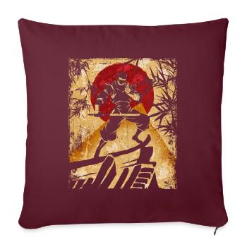 Ninja Art Japonais Vintage Fighter Rétro - Housse de coussin décorative 45 x 45 cm - bordeaux - Devant