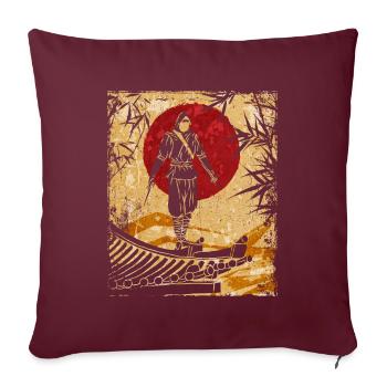 Ninja Art Japonais Vintage Fighter Rétro - Housse de coussin décorative 45 x 45 cm - bordeaux - Devant
