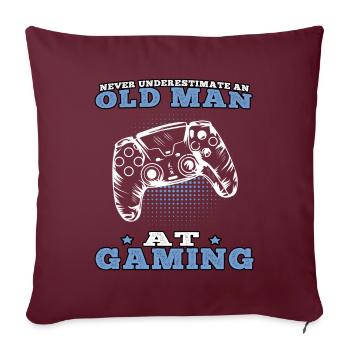 Vieil homme jouer jeux vidéo joueurs joueurs - Housse de coussin décorative 45 x 45 cm - bordeaux - Devant