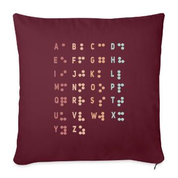 Retro-Buchstaben-Braille-Sprache Braille-Alphabet - Sofakissenbezug 45 x 45 cm - Burgunderrot - Vorne