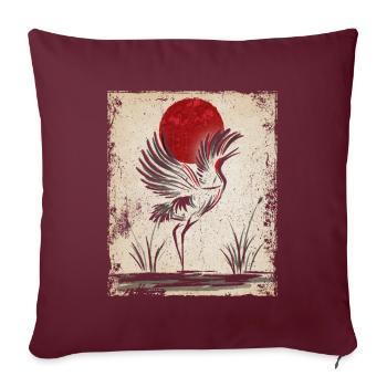 Crane Art Art Japonais Vintage Rétro - Housse de coussin décorative 45 x 45 cm - bordeaux - Devant