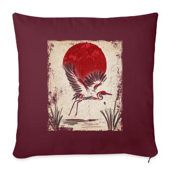 Crane Art Art Japonais Vintage Rétro - Housse de coussin décorative 45 x 45 cm - bordeaux - Devant