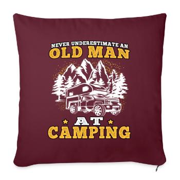 camping Old man camping caravan vacances - Housse de coussin décorative 45 x 45 cm - bordeaux - Devant