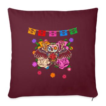Day of the dead colored owl Mexican - Sofa pillowcase 17,3'' x 17,3'' (45 x 45 cm) - burgundy - Front