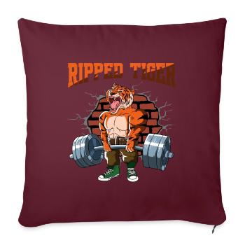Fitnesstraining Pumpen Tiger Kreuzheben Fitness - Sofakissenbezug 45 x 45 cm - Burgunderrot - Vorne