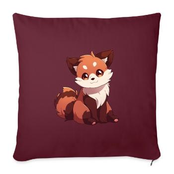 Petit panda - Housse de coussin décorative 45 x 45 cm - bordeaux - Devant