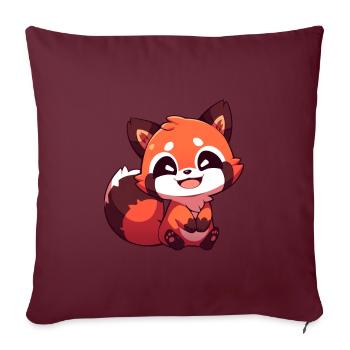 Petit panda - Housse de coussin décorative 45 x 45 cm - bordeaux - Devant
