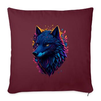 bunter abstrakter Wolf - Sofakissenbezug 45 x 45 cm - Burgunderrot - Vorne