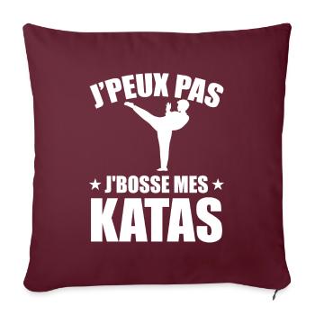 Je Peux Pas Je Bosse Mes Katas - Housse de coussin décorative 45 x 45 cm - bordeaux - Devant