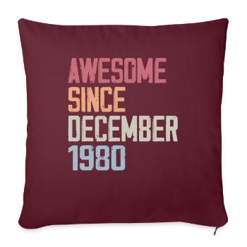 Anniversaire Décembre 1980 L’original 1980 Décembr - Housse de coussin décorative 45 x 45 cm - bordeaux - Devant