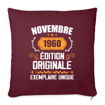 Cadeau D'anniversaire En Novembre 1960 - 1960 - Housse de coussin décorative 45 x 45 cm - bordeaux - Devant