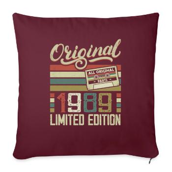 Vintage 1989 Cadeau D'anniversaire Rétro 1989 - Housse de coussin décorative 45 x 45 cm - bordeaux - Devant