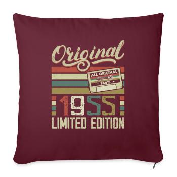 Vintage 1955 Cadeau D'anniversaire Rétro 1955 - Housse de coussin décorative 45 x 45 cm - bordeaux - Devant
