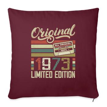 Vintage 1973 Cadeau D'anniversaire Rétro 1973 - Housse de coussin décorative 45 x 45 cm - bordeaux - Devant