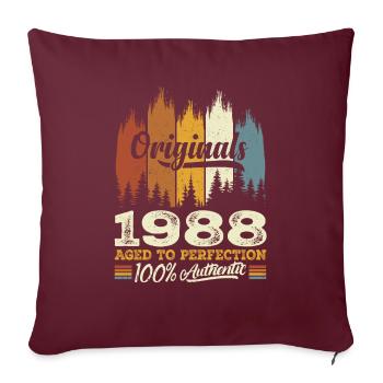 1988 Vintage Cadeau D'anniversaire 1988 Original - Housse de coussin décorative 45 x 45 cm - bordeaux - Devant
