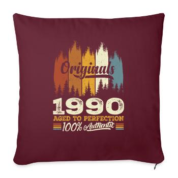 1990 Vintage Cadeau D'anniversaire 1990 Original - Housse de coussin décorative 45 x 45 cm - bordeaux - Devant