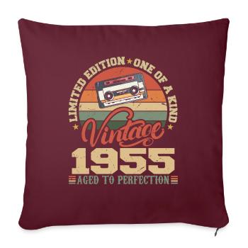 Vintage 1955 Cadeau D'anniversaire Retro 1955 - Housse de coussin décorative 45 x 45 cm - bordeaux - Devant